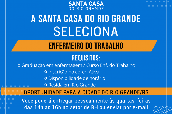 Temos vagas: Enfermeiro do Trabalho