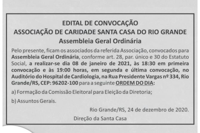 CONVOCAÇÃO DE ASSEMBLEIA GERAL ORDINÁRIA