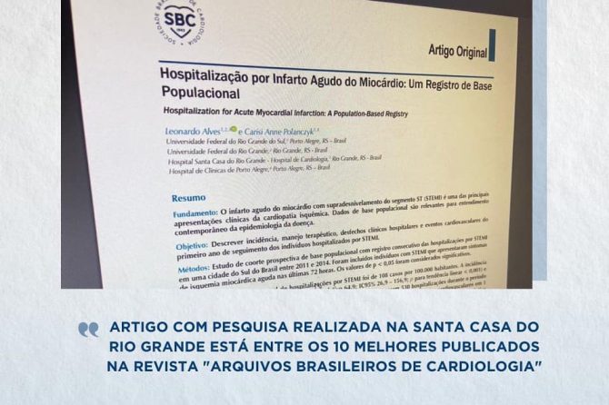Artigo com pesquisa realizada na Santa Casa está entre os 10 melhores publicados na revista “Arquivos Brasileiros de Cardiologia”