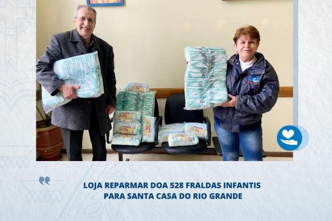 Loja Reparmar doa 528 fraldas infantis para Santa Casa do Rio Grande