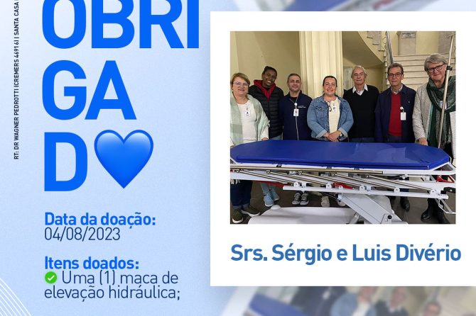 #Doações: Maca com elevação hidráulica (Srs. Sérgio e Luis Divério)