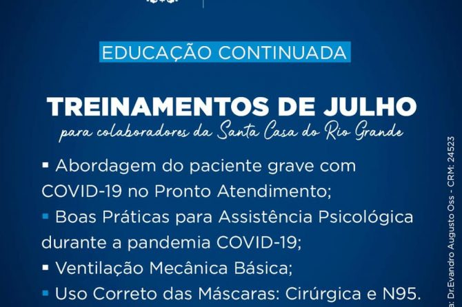 Santa Casa do Rio Grande promove treinamentos on-line sobre o enfrentamento da COVID-19