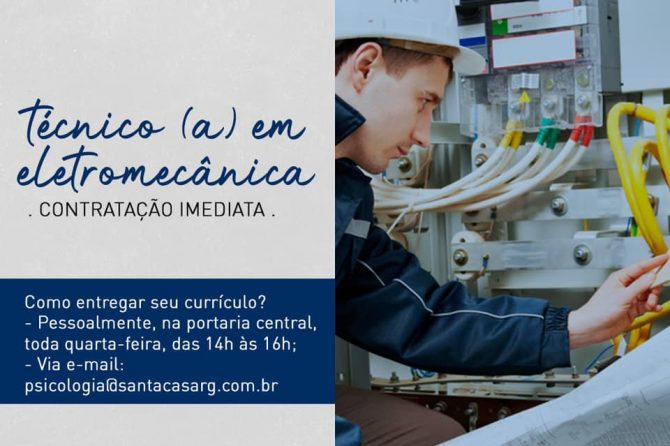 TEMOS VAGA: Técnico (a) em eletromecânica