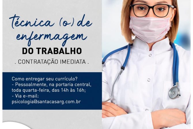 TEMOS VAGA: Técnico (a) de enfermagem do trabalho