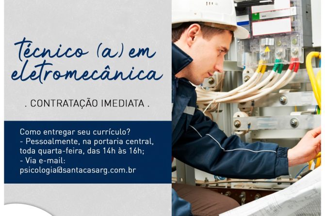 TEMOS VAGA:  Técnico (a) em eletromecânica