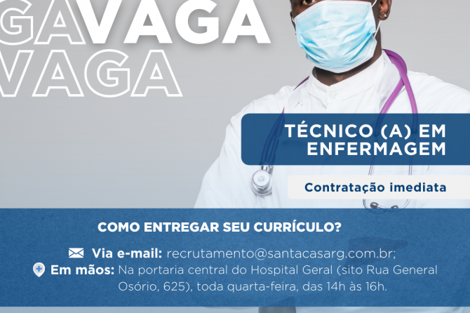 TEMOS VAGA: Técnico (a) em enfermagem