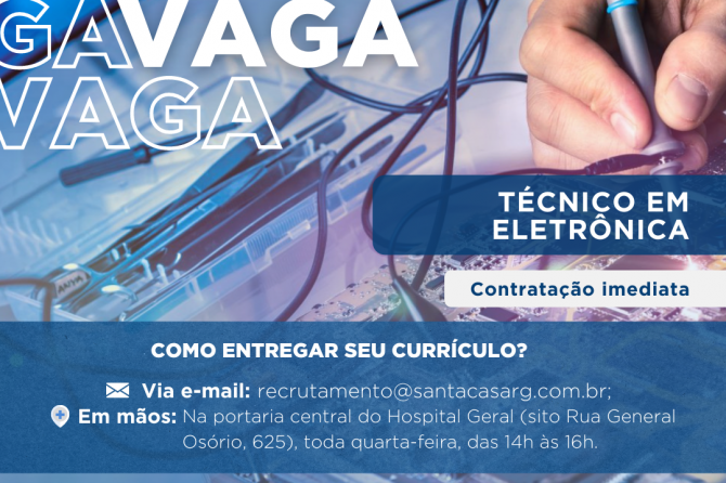 TEMOS VAGA: Técnico (a) em eletrotônica