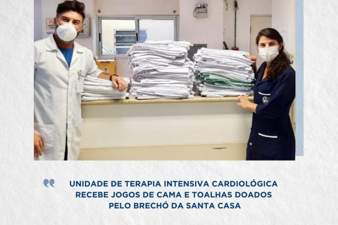 UTI Cardiológica recebe jogos de cama e toalha doados pelo brechó da Santa Casa