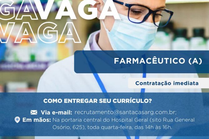 TEMOS VAGA: Farmacêutico (a)