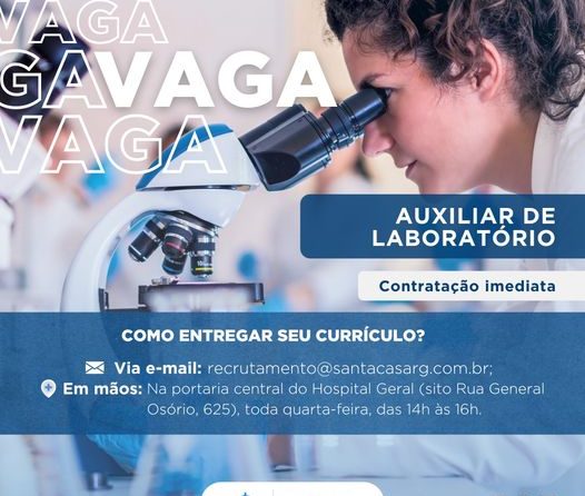 TEMOS VAGA: Auxiliar de Laboratório